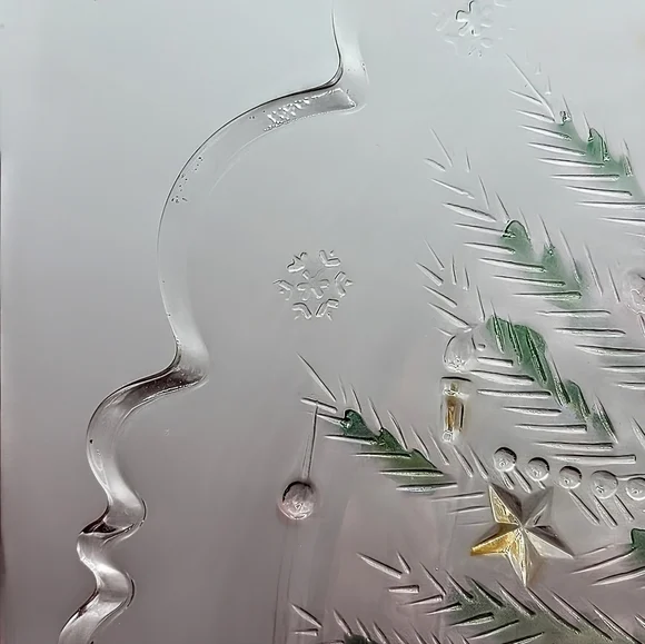 Share the Joy Christmas Glass Platter Santa Sleigh Teddy Bears 14" Caldor Vtg - Picture 8 of 10